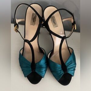 Prada | Blue and Black Raso Satin Bow Pumps Sz 7